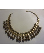 Vintage Signed Lisner Chain Fringe  Gold Tone Necklace - £45.42 GBP