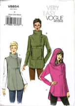 Very Easy Vogue V8854 Misses L to XXL Pullover Tunic Hoodie Uncut Sewing Pattern - £13.10 GBP