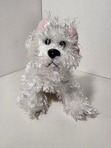 Ganz Webkinz Lil Kinz White Terrier Puppy 8&quot; Plush Dog Pink Bow HS106 NO CODE - £10.17 GBP