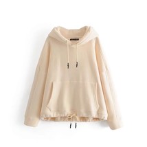 TRAF Za Women&#39;s Clothing Hoodie Long Sleeve Pocket Pure Color Fleece Top Fashion - £58.50 GBP