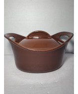 Rachael Ray 2 Quart Oval Casserole Baking Dish With Lid Brown Stoneware - $26.98 CAD