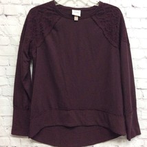 Knox Rose Womens Pullover Sweatshirt Burgundy Long Sleeve Stretch Lace T... - $15.35