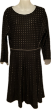 Nina Leonard Black Beige Dot Work Sweater Dress, A Line Skirt-Size L, Ne... - $44.00