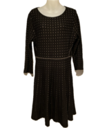 Nina Leonard Black Beige Dot Work Sweater Dress, A Line Skirt-Size L, Ne... - £34.59 GBP