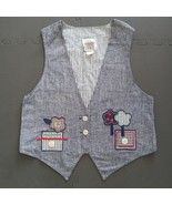 Barbara Gerwit Vintage Womens Jeans Embellished Vest V-Neck Striped Back - $16.05
