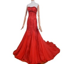 Kivary Mermaid Tulle Beaded Lace Appliques Long Corset Prom Evening Pageant Dres - £144.73 GBP