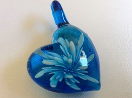 Hand made art glass Blue White Heart Pendant Charm slide - £16.56 GBP