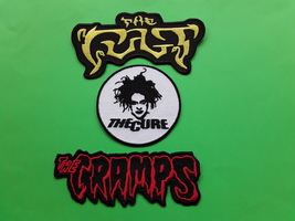 THE CULT THE CURE CRAMPS PUNK ROCK MUSIC BANDS EMBROIDERED PATCHES x 3 - £9.93 GBP