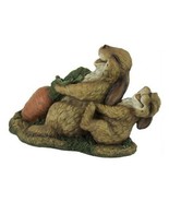 Rabbits Pulling On Carrot Statue Figure (dt) J16 - £132.33 GBP