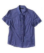 IMPERIAL shirt women M/L button short sleeve Hybrid Casual pleats blue p... - £11.17 GBP