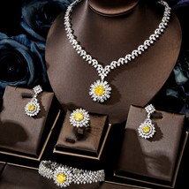 New Trendy Square Yellow CZ Jewelry Set For Women Wedding Zircon CZ African Duba - £148.35 GBP