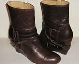 Nine west onthegco women s brown leather wedge buckle ankle boots 8 m   1  thumb155 crop