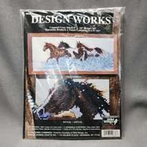 Vintage Design Works Counted Cross Stitch Kit #9838 &quot;Free Spirits&quot; Horses 9&quot;x24&quot; - £23.71 GBP