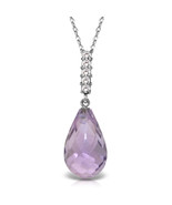 5.08 CTW 14K white gold fine Necklace 16-24&quot; Diamond Briolette Drop Amet... - €104,32 EUR