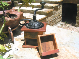 Primitive Old Wooden Dovetailed Coffee Grinder Mill - $127.99