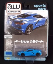 Auto World 2023 R1 Sports Cars blue 2020 Chevy Corvette NEW - £9.84 GBP