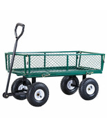 Heavy Duty Lawn Garden Utility Cart Wagon Wheelbarrow Steel Trailer - £129.95 GBP
