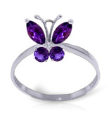 Brand New 0.6 CTW 14K   White Gold Butterfly Ring Natural Purple Amethyst - $280.05 CAD