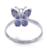 Brand New 0.6 Carat 14K Solid White Gold Butterfly Ring Natural Tanzanite - $191.12
