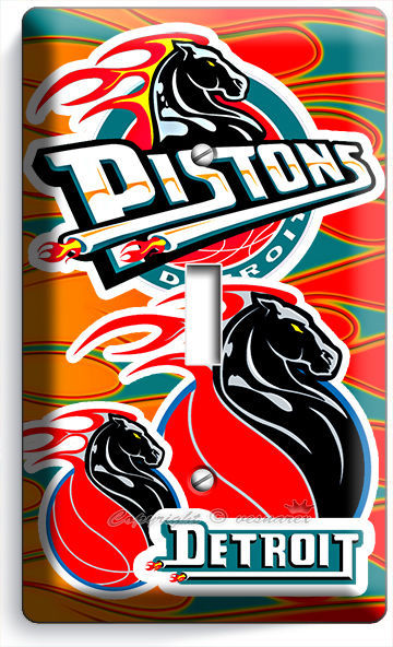 DETROIT PISTONS BASKETBALL TEAM SINGLE LIGHT SWITCH WALL PLATE MAN CAVE ROOM ART