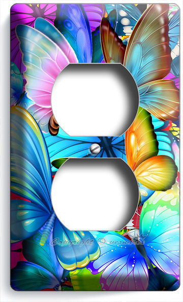 COLORFUL BUTTERFLIES DUPLEX OUTLET WALL PLATE COVER BABY ROOM NURSERY HOME DECOR