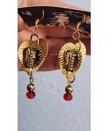 vampire fangs gold heart earrings halloween sequin dangles handmade goth jewelry - $5.99