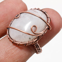 Rainbow Moonstone Gemstone Handmade Copper Wire Wrap Ring Jewelry 6.50&quot; SA 406 - £3.97 GBP