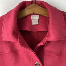 Chicos Sz 0 Small Hot Pink Bright Magenta Jacket Blazer Long Sleeve Sued... - £27.05 GBP