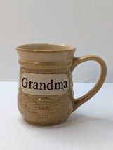 Cracker Barrel Grandma Embossed Coffee Mug 16 Oz Large Tan Basket Weave ... - $16.83