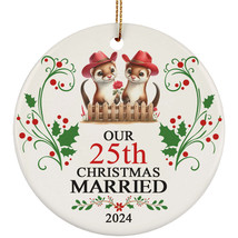 Our 25th Year Christmas Married Ornament Gift 25 Anniversary &amp; Cute Otter Couple - £11.69 GBP