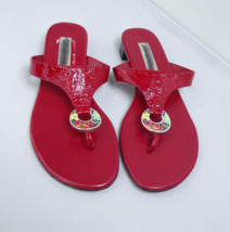 BRIGHTON Red Patent Leather Sandals Size 8.5 M Style Wheel - £18.99 GBP