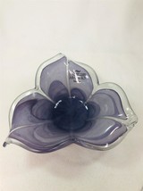 Murano Italy Art Glass Bowl 3-Petal Design Lavender  - $22.00