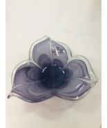 Murano Italy Art Glass Bowl 3-Petal Design Lavender  - $22.00