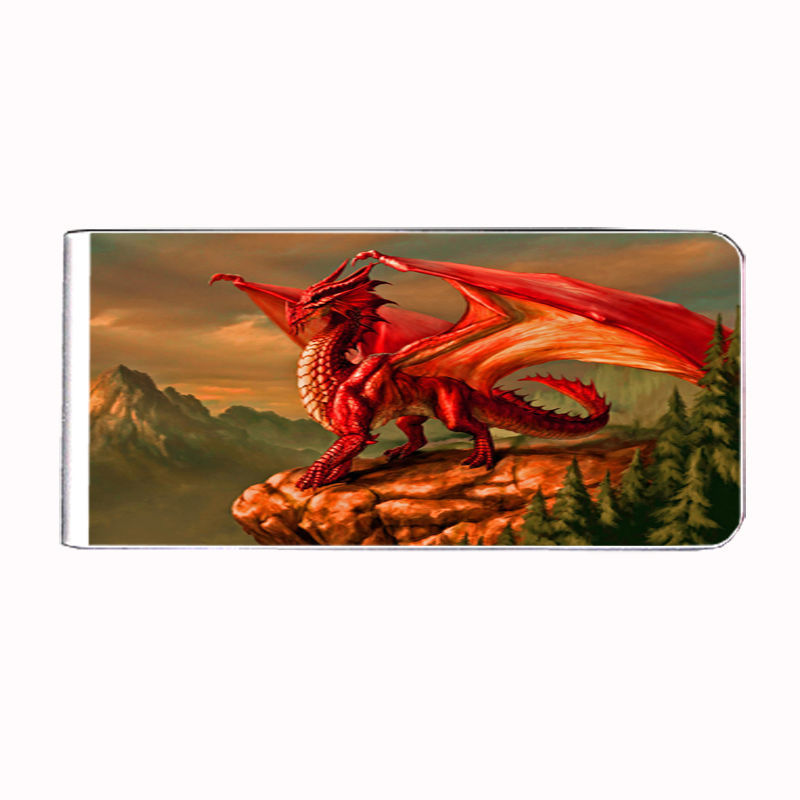Metal Money Clip Bills Card Metal Holder Rectangle Dragon D 3 Mythical