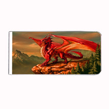 Metal Money Clip Bills Card Metal Holder Rectangle Dragon D 3 Mythical - £9.37 GBP