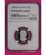 1980 Panama PF 69 Ultra Cameo Proof 25 Centesimos NGC Certified Graded S... - $44.81