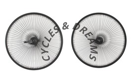 BLACK LOWRIDER CLASSIC 24 &quot; FRONT &amp; COASTER WHEELS 144 SPOKES, 3/8 AXLE,... - £146.32 GBP