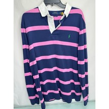 Polo Ralph Lauren Men Rugby Polo Shirt Long Sleeve Pink Blue Classic Fit... - $34.62