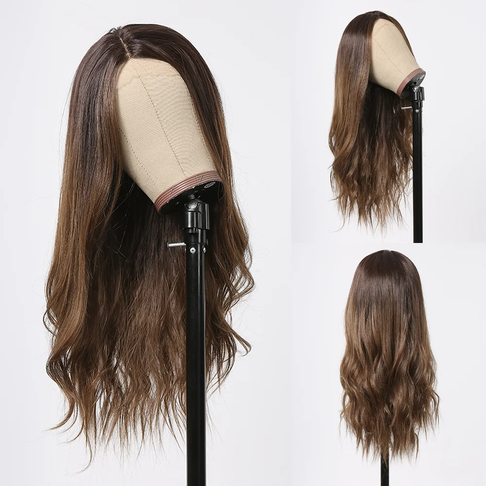 Long Brown Soft Wigs for Women Daily Body Wave Lace Synthetic Hair Natur - £37.31 GBP+