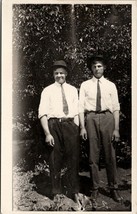 RPPC Two Men Pals in Rustic Outdoor Scene Real Photo c1910 Postcard V2 - £7.80 GBP