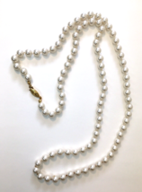 Faux Pearl Necklace with Gold Tone Fish Hook Clasp 32&quot; - £8.04 GBP