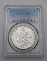 1881-S $1 Silver Morgan Dollar Graded by PCGS as MS-65+! Beautiful Finish! - £394.75 GBP