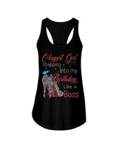 August Girl Tank Tops Stepping into My Birthday Like A Boss Women Black Top - £15.53 GBP
