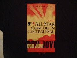 Bon Jovi MLB All Star Concert Central Park Rock Singer Black T Shirt L - £13.72 GBP