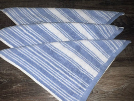 Lauren Ralph Lauren ~ Washcloth Towels Cotton Blue White Sanders ~ 3-Piece - £20.75 GBP