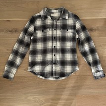 Lucky Brand Men&#39;s Plaid Flannel Workwear Button-Up Shirt Small Gray White - $24.99