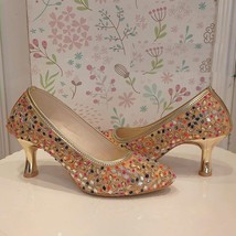 Womens Pencil heels trendy motif embellished mules US Size 5-10 Mirror P... - $39.99