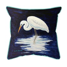 Betsy Drake Reflecting Egret Large Indoor Outdoor Pillow 18x18 - £36.99 GBP