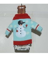 DMM Uncle Bobs XSweat Ugly Knitted Bottle Sweater Light Blue With Snowman - £6.62 GBP