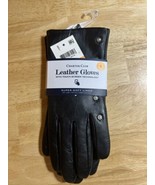 Small Charter Club Women&#39;s Lined Leather Gloves In Black With  Pearl Acc... - £19.65 GBP